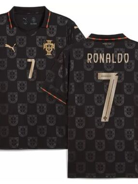 Portugal Ronaldo #7 Soccer Jersey with Gold Accents World Cup 2026!